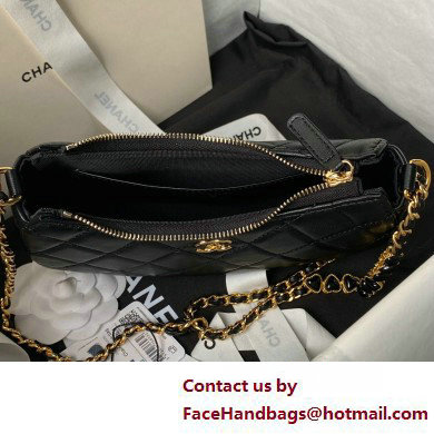 Chanel Shiny Crumpled Calfskin, Resin  &  Gold-Tone Metal Clutch with Chain Bag AP3786 Black 2025